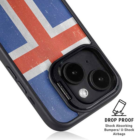 Iceland Flag Distressed iPhone 14 Plus Kickstand Case